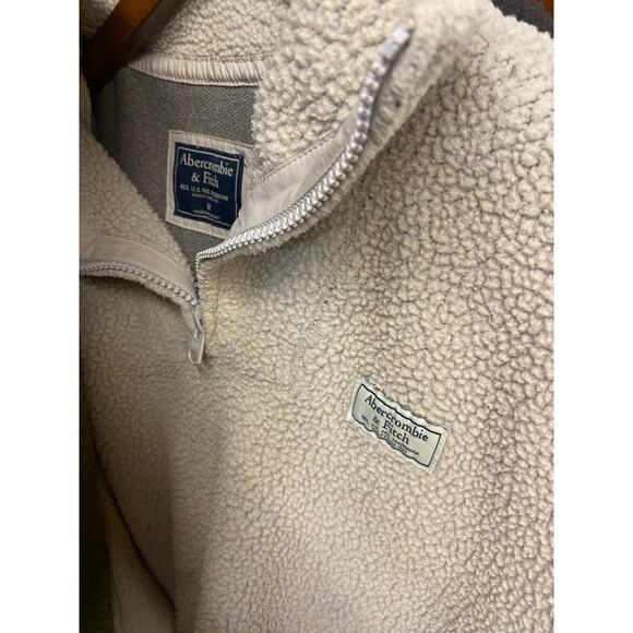 Vintage Abercrombie & Fitch Fleece Pullover Quart Half Zip Snap Button Pile - Picture 3 of 8